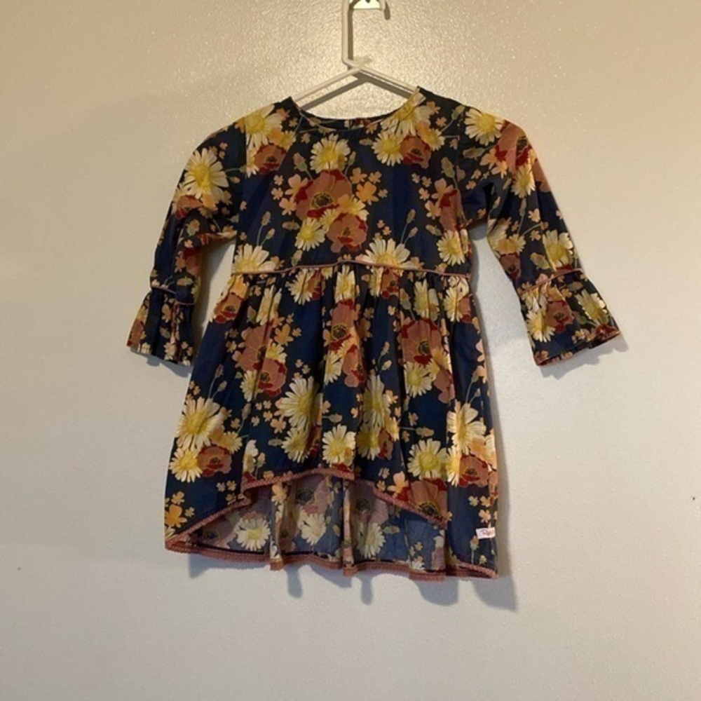 Ruffle Butts floral long sleeve cotton back button dress 8